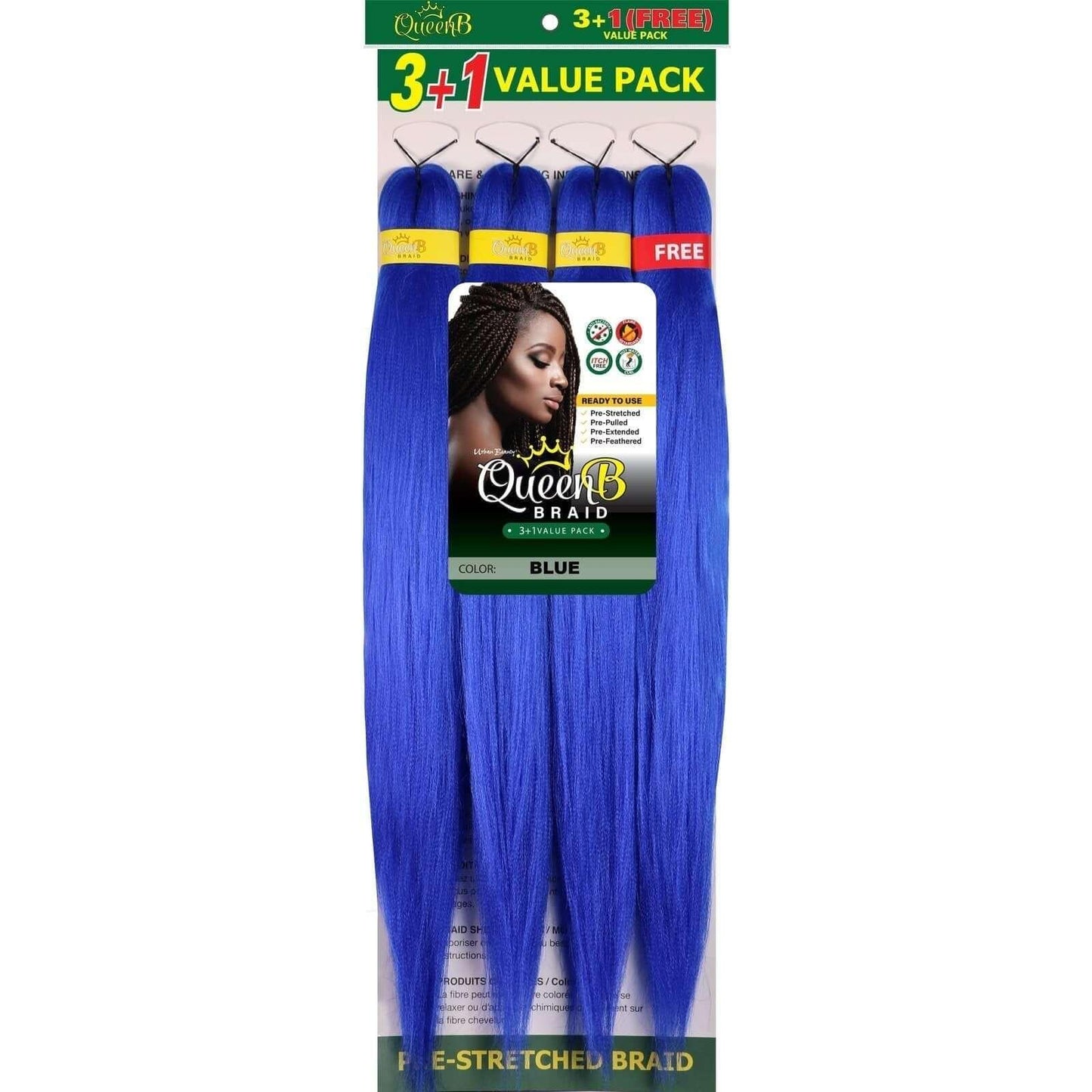 Queen B Pre-Stretched Braiding Hair Value Pack