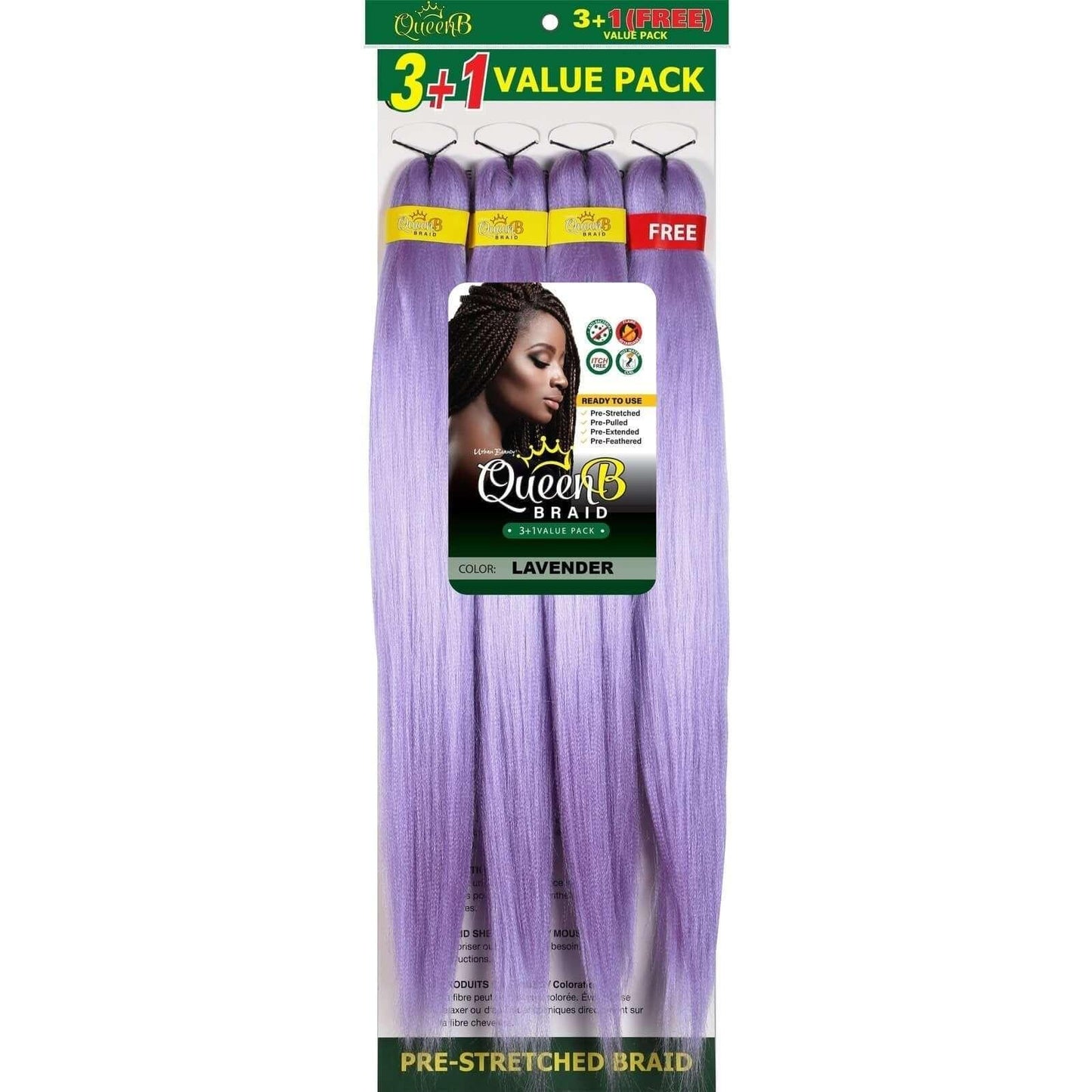 Queen B Pre-Stretched Braiding Hair Value Pack