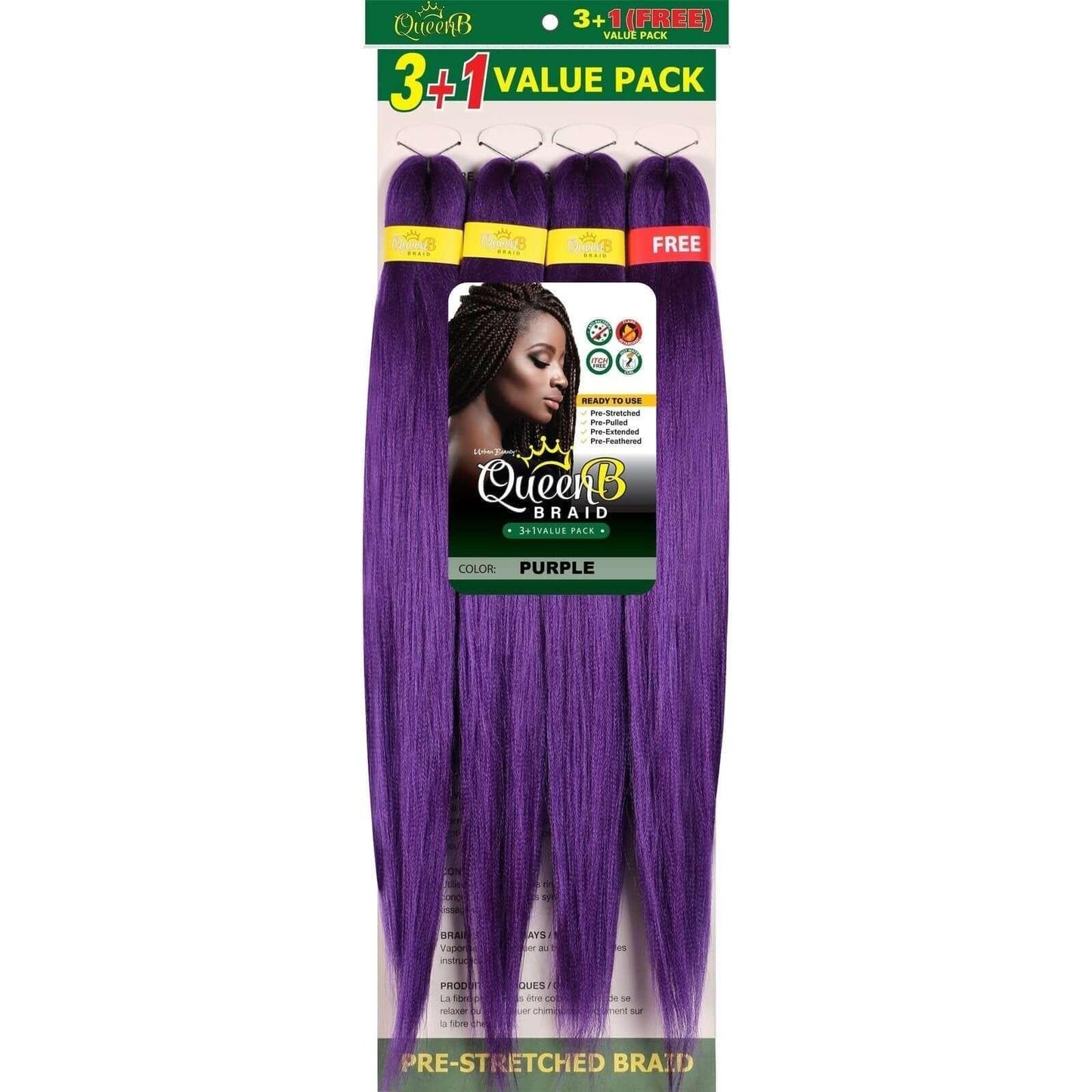 Queen B Pre-Stretched Braiding Hair Value Pack