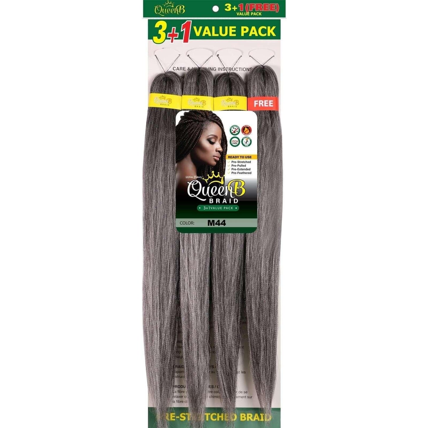 Queen B Pre-Stretched Braiding Hair Value Pack
