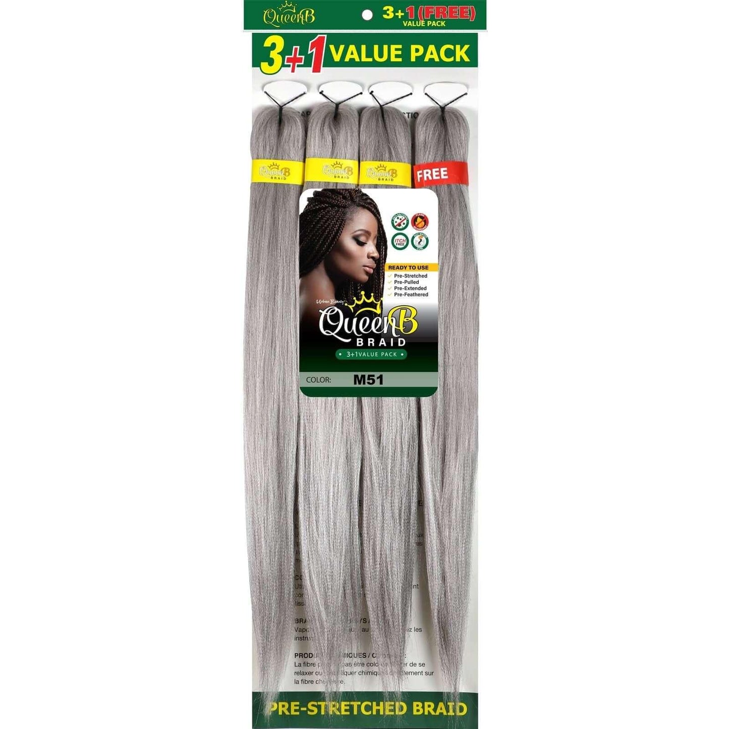 Queen B Pre-Stretched Braiding Hair Value Pack