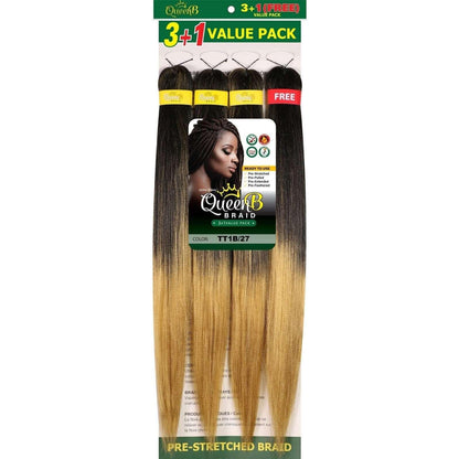Queen B Pre-Stretched Braiding Hair Value Pack