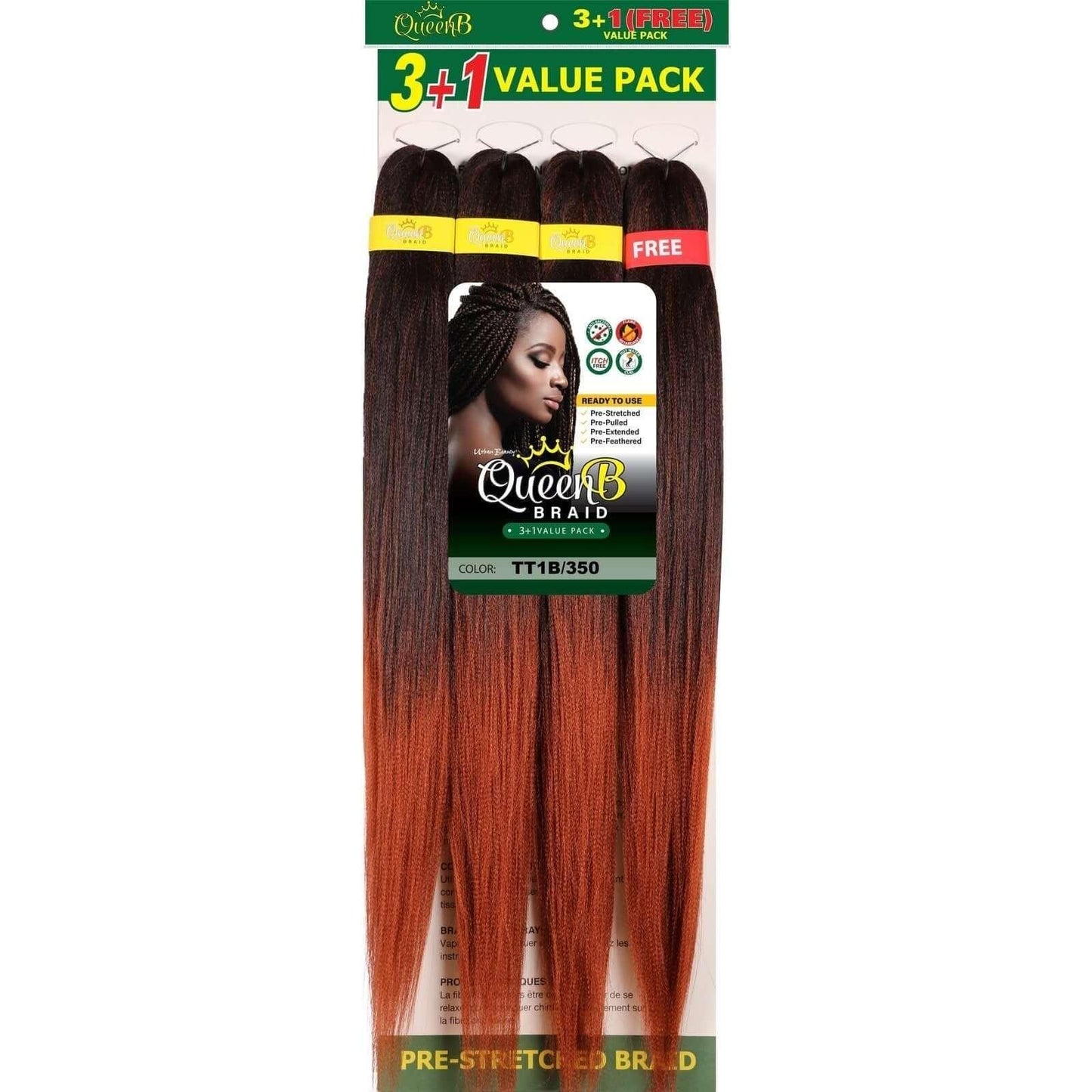 Queen B Pre-Stretched Braiding Hair Value Pack