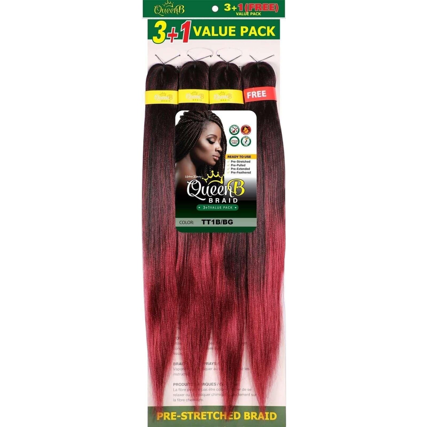 Queen B Pre-Stretched Braiding Hair Value Pack