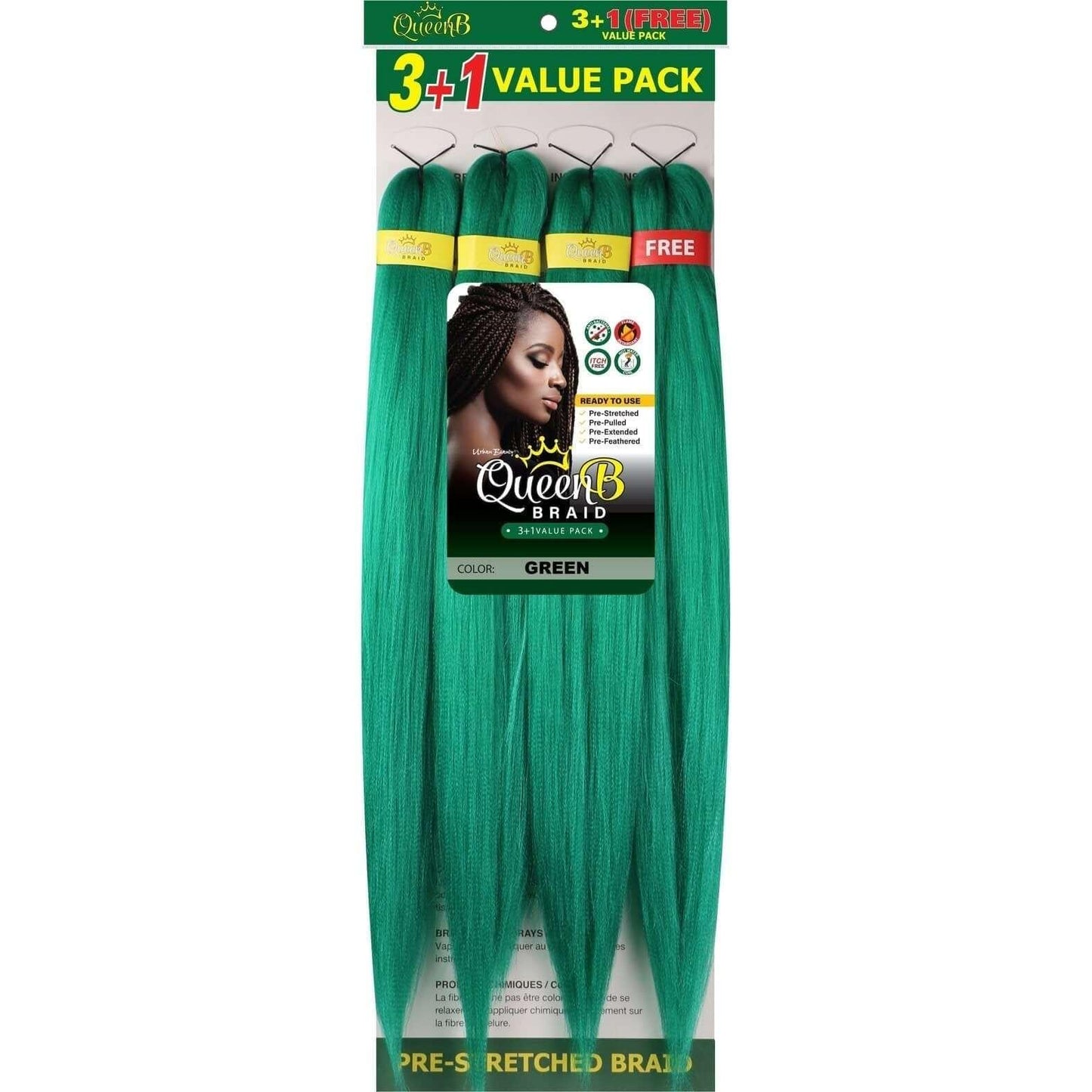 Queen B Pre-Stretched Braiding Hair Value Pack