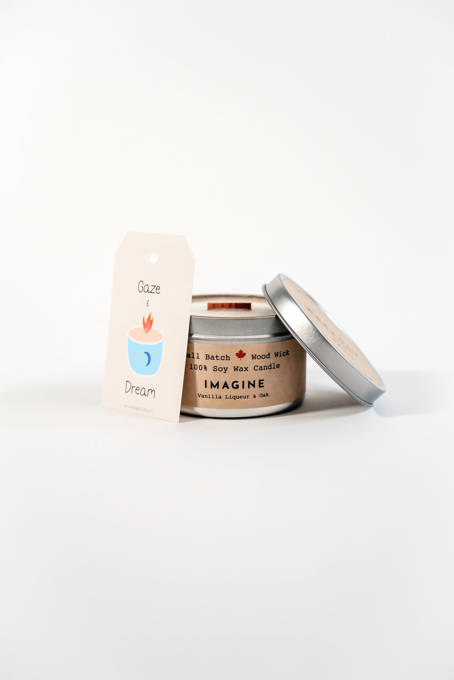 Winter Light Candle Relaxation Set: "Imagine" Scented Candle (Vanilla Liqueur + Oak), Meditation Card + Mindfulness Journal (Winter Dreaming)
