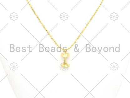 Gold/ Silver Dumbbell Shape Pendant/Charm, 18K Gold Filled Dumbbell Charm, Necklace Bracelet Charm Pendant, 9x18mm,Sku#L580