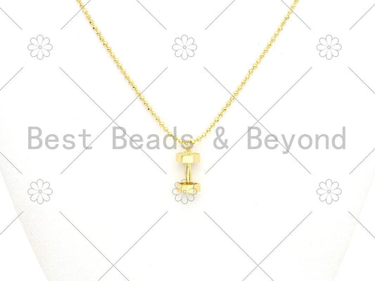 Gold/ Silver Dumbbell Shape Pendant/Charm, 18K Gold Filled Dumbbell Charm, Necklace Bracelet Charm Pendant, 9x18mm,Sku#L580