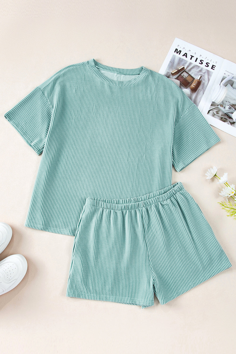 Iceland Knit Loose Fit Tee and Shorts Set