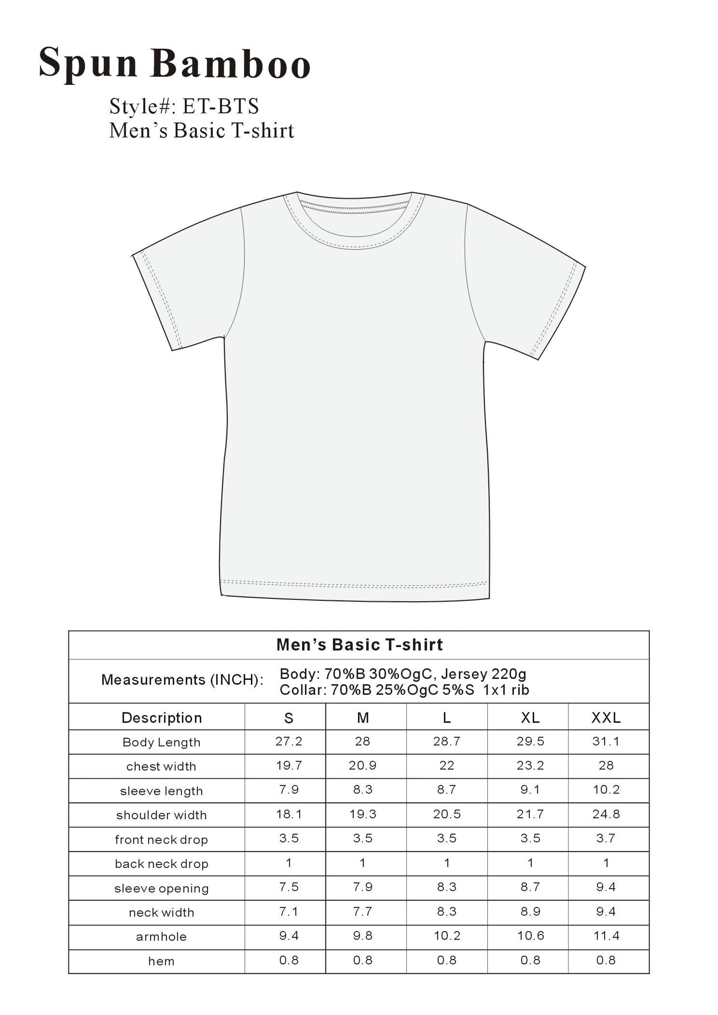 Men's Bamboo Cotton Short Sleeve T-Shirt
