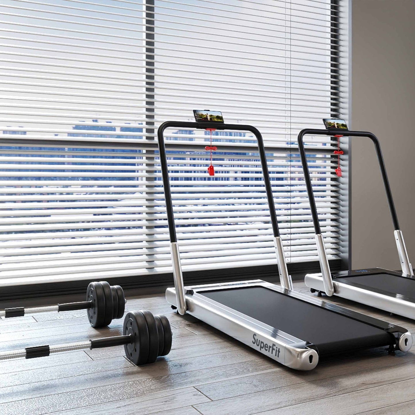 Fitness Room Set: Dumbbell Weight Set+3-in-1 3HP Folding Treadmill